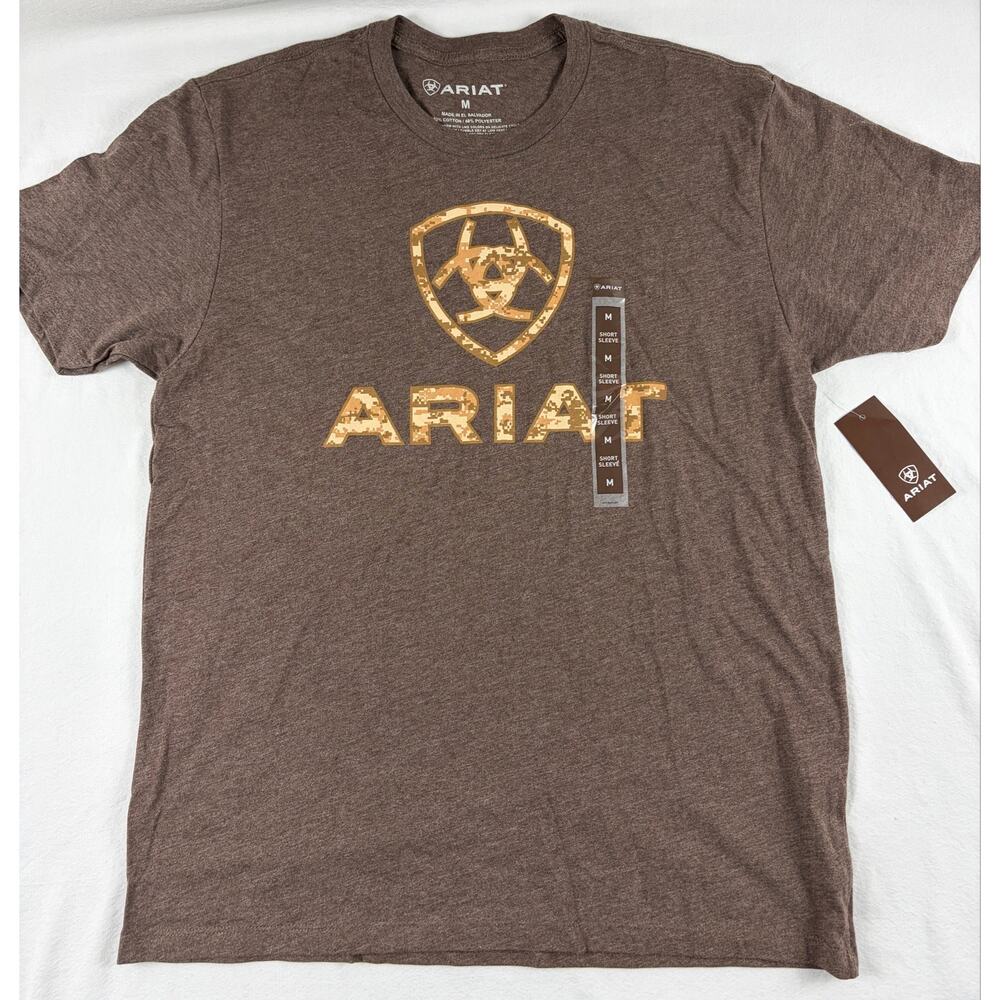 ARIAT Digi Camo Brown Heather Tee Mens M NWT